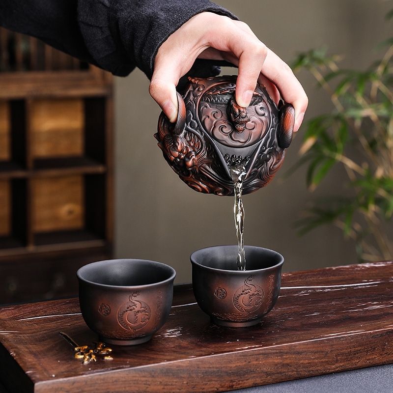 Korean Tea Set - Tembikar ungu Cina buatan tangan tumpukan