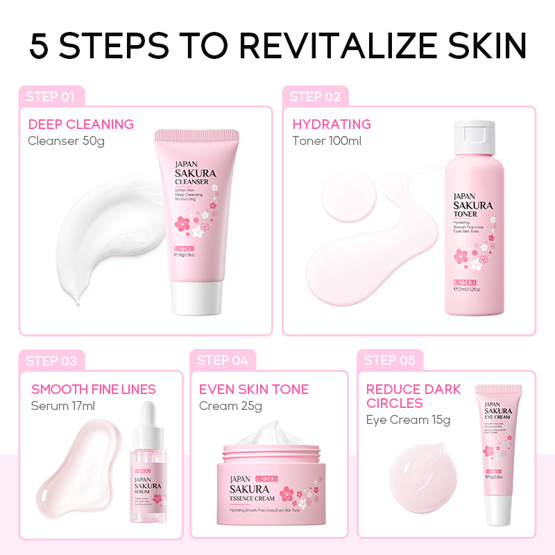 LAIKOU Sakura 5pcs Perawatan K - Essence Serum Toner ulasan dan harga